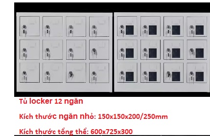 Tủ locker đựng điện thoại cho công nhân, tủ locker 12 ngăn LK12TH