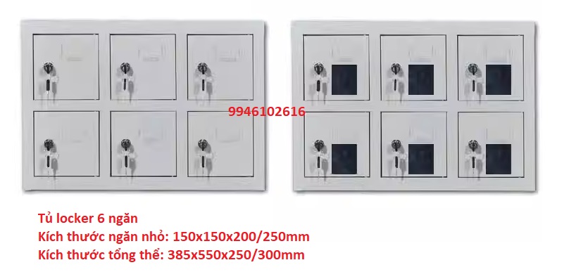 Tủ locker đựng điện thoại cho công nhân, tủ locker 6 ngăn LK06TH