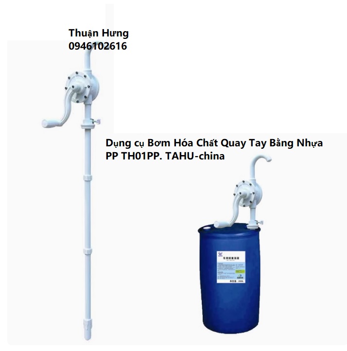 Dụng cụ Bơm Hóa Chất Quay Tay Bằng Nhựa PP TH01PP